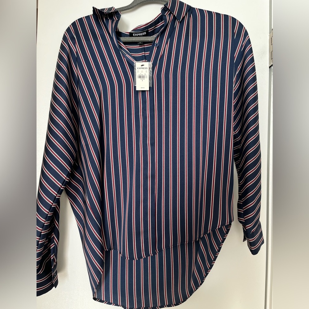 Express Blouse - Blue and Burgundy